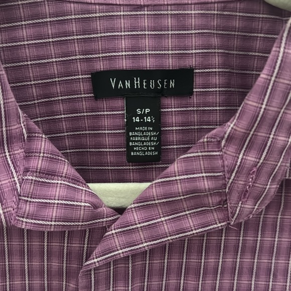 Van Heusen Purple Plaid Long Sleeve Dress Shirt Men’s Size Small - Picture 2 of 5